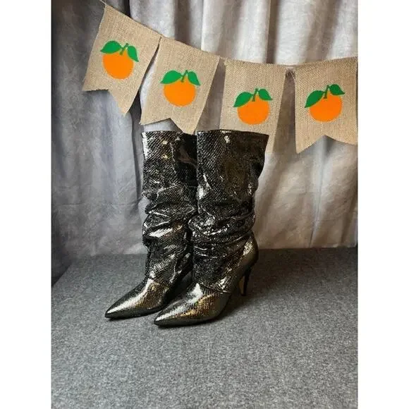 Marc Fisher LTD Women's Kailee Mid-Calf Pewter Silver Boot Size 7M - Picture 2 of 10